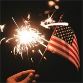 American flag and sparkler