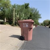 Trash can on curb