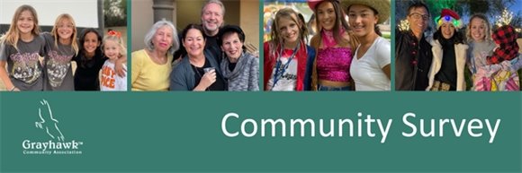 Header with photos that has text reading "community survey"