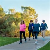 Women walking on sidewalk