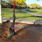 waste bags tied around play equipment