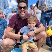 man and son with an Easter basket