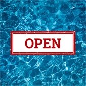 water with open sign over it