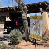 Construction sign at Raptor Guardhouse
