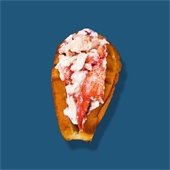 lobster roll on blue background