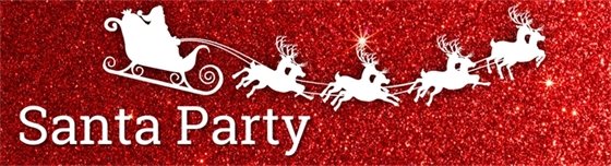 red glitter background with white santa and reindeer