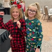 two girls in pajamas