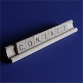 Contact written with scrabble letters