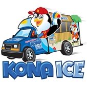 kona ice logo with a pengiun in a truck