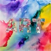 varied watercolor background and the word "ART"