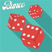blue background with red dice graphic