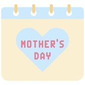 Mother's day written inside a heart on a digital calendar