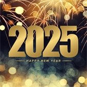 fireworks on background and "Happy New Year"