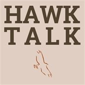 tan background and "Hawk Talk" text